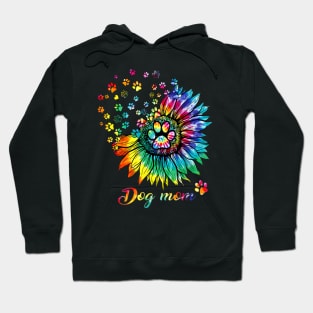 Dog Mom Spiral Dog Paws Prints Tie Dye, Hippie Dog Hoodie